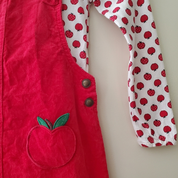 Max Studio Corduroy Apple Pinafore Overall Dress - Picture 8 of 16